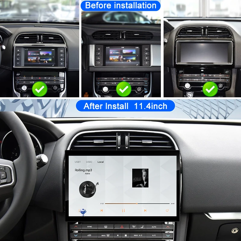For Jaguar F-PACE XE XEL XF XFL 11.4 inches Android 14 Car Radio Multimedia Player 2016-2020 GPS Navigation Carplay 4G WIFI
