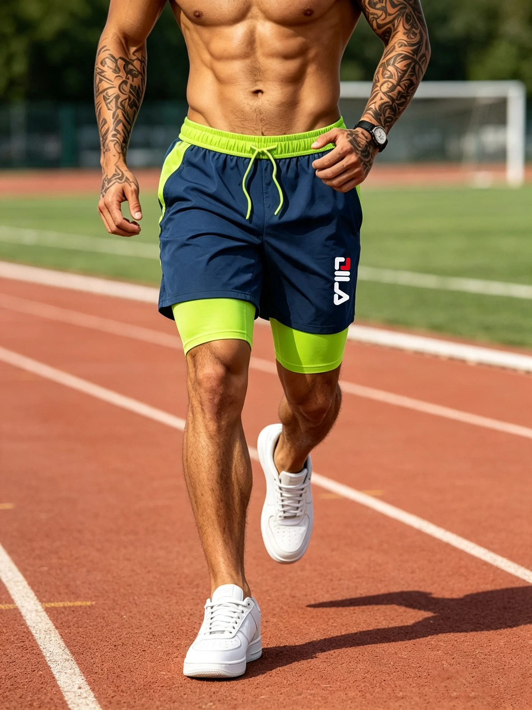 Men'S Quick-Dry Beach Shorts Breathable Elastic Drawstring Inner Design Suitable For Swimming And Running