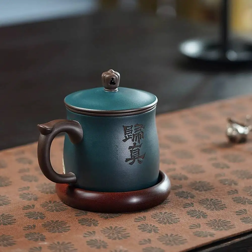 Yi Tu Chun High-End Yixing Purple Clay Hand-Painted By Famous Artists, Office Cup With Lid, Collectible Gift Box, Tea Cup, Gui
