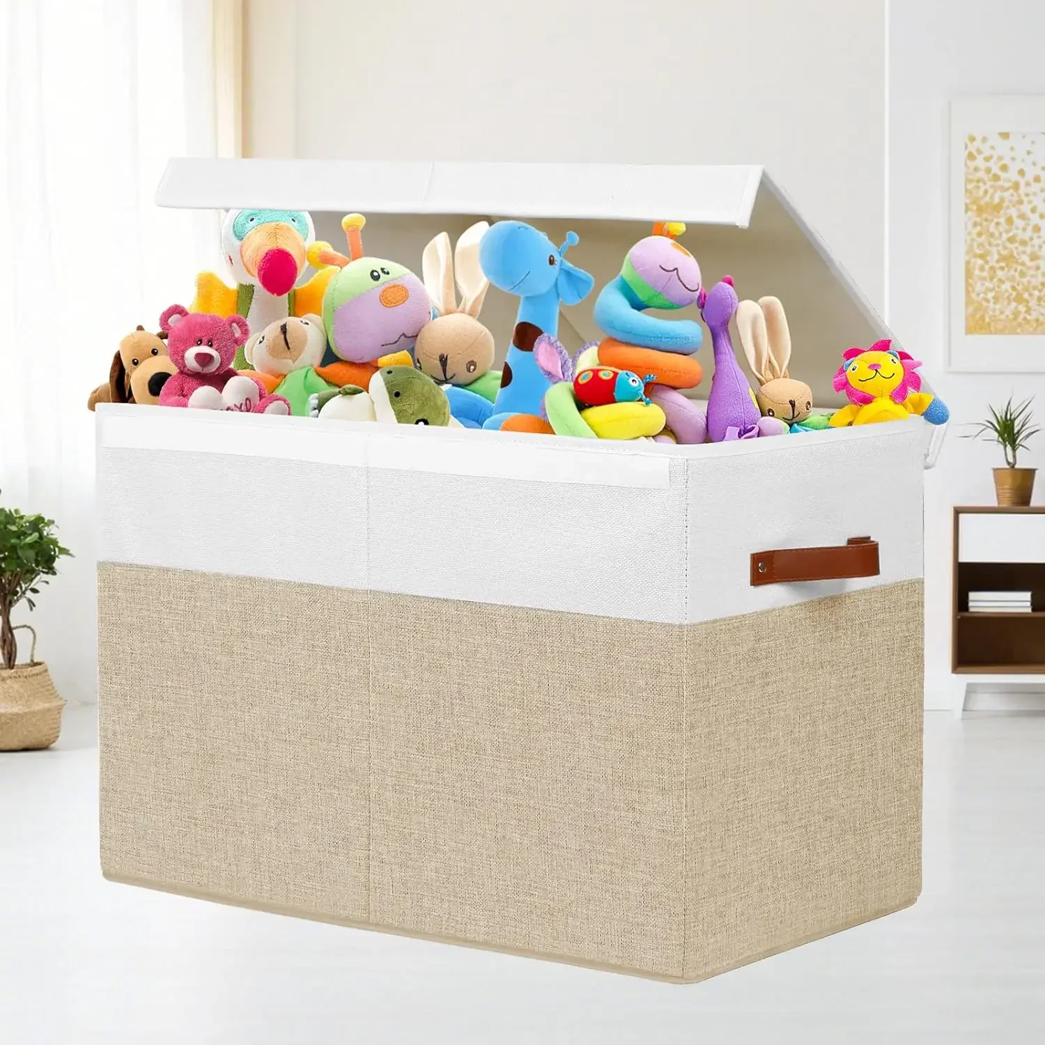 

Large Toy Storage Box with Lid, Sturdy Toys Storage Chest Bin Organizer Basket with Dividers for Kids, Boys, Girls, Nursery