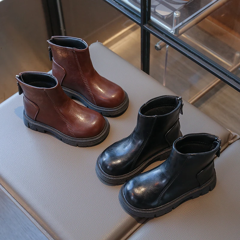 

Весенне-осенние детские повседневные ботильоны, классические короткие ботинки на платформе из искусственной кожи для девочек, модные универсальные детские ботинки челси