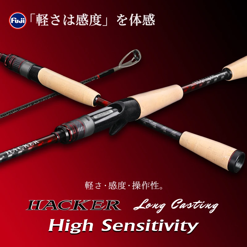 

TSURINOYA HACKER Ⅱ Long Distance Fishing Rod 2.06m 2.2m 2 Section Canna Spinning Casting Lure Rod FUJI Guide High Sensitivity