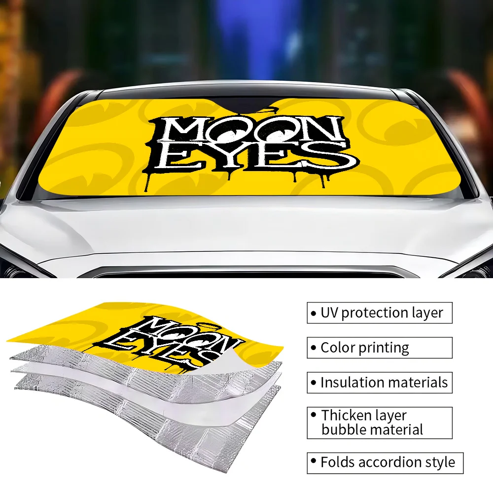 Mooneyes Car Sunshade Front Sunscreen Heat Insulation Cooling Aluminum Summer Car With Cartoon Glass Cover image 6