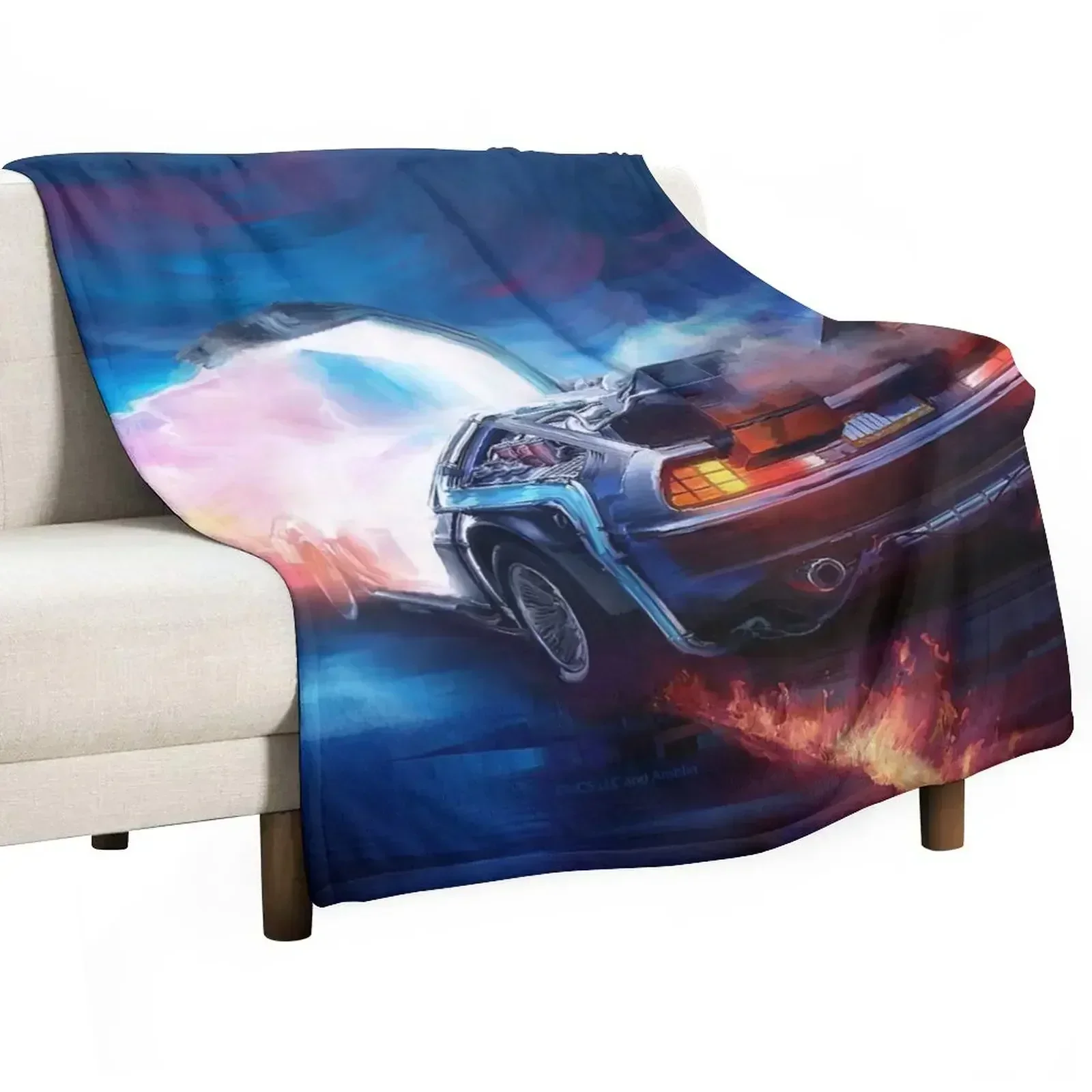 Back to the Future Delorean Time Machine Throw Blanket Bed linens Quilt Sofa Blankets