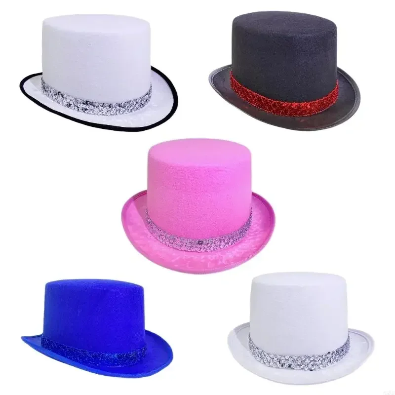 Black Magicians Hat Sequined Belt Breathable Cotton Material For Cosplay Costumes