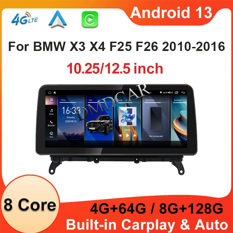 

Android13 MTK7862 10.25" 12.5" 128G For BMW X3 F25 X4 F26 Video Player Multimedia Carplay Navigation Blue-tooth