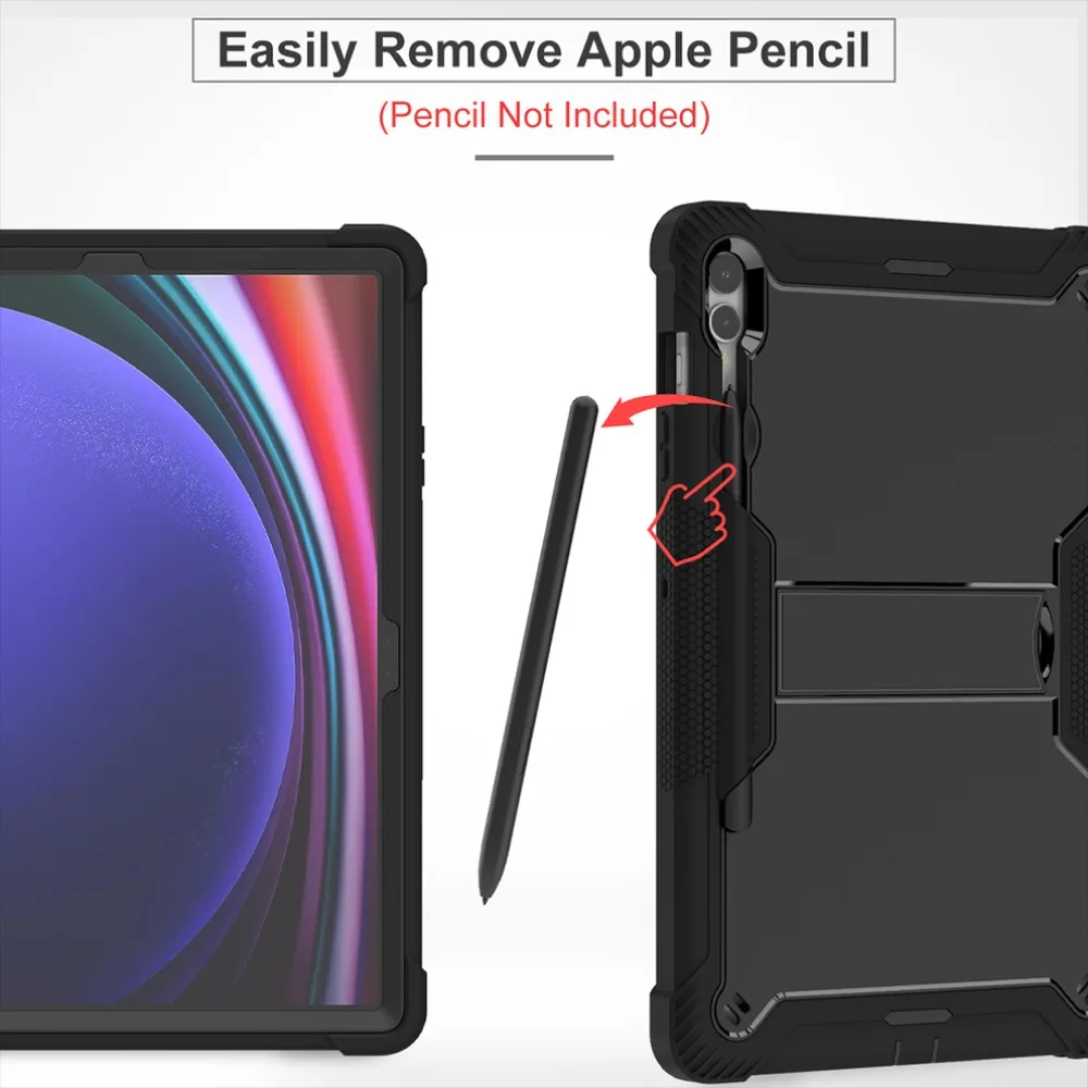 Multifunctional tablet case for Samsung Tab S9 Plus/S9FE Plus 12.4 inch, anti-slip and dirt-resistant, all-round protection