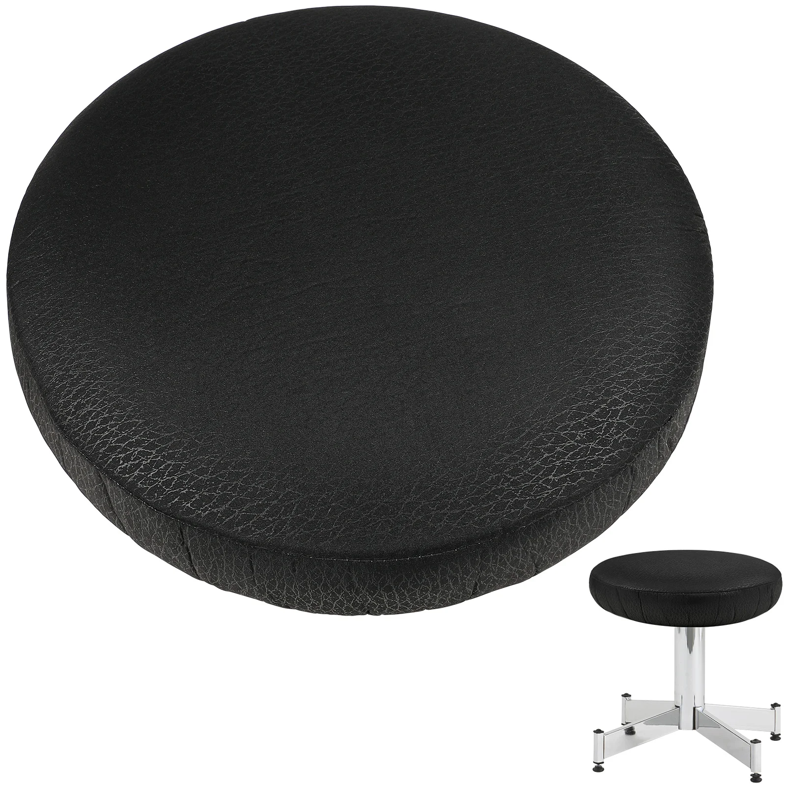 

Round Stool Cover Small Chair Cushion Slipcover Seat Breakfast Summer Black Cotton Polyester Elastic Long Term Use Fashionable