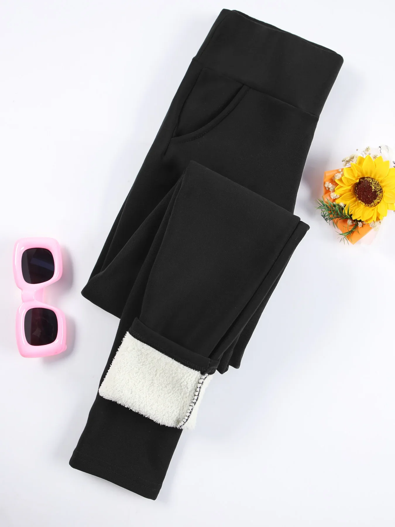 Mulheres leggings de veludo com bolsos outono inverno quente lã collants veludo cor sólida evitar frio leggings estiramento leggings