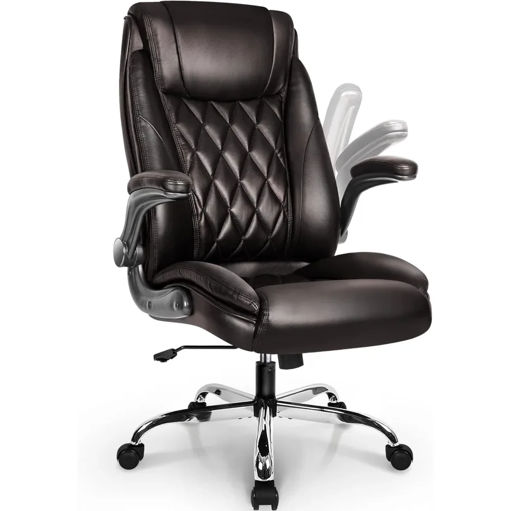 

Office Chair Computer High Back Adjustable Flip-up Armrests Ergonomic Desk Chair Executive Diamond-Stitched PU Leather Swivel