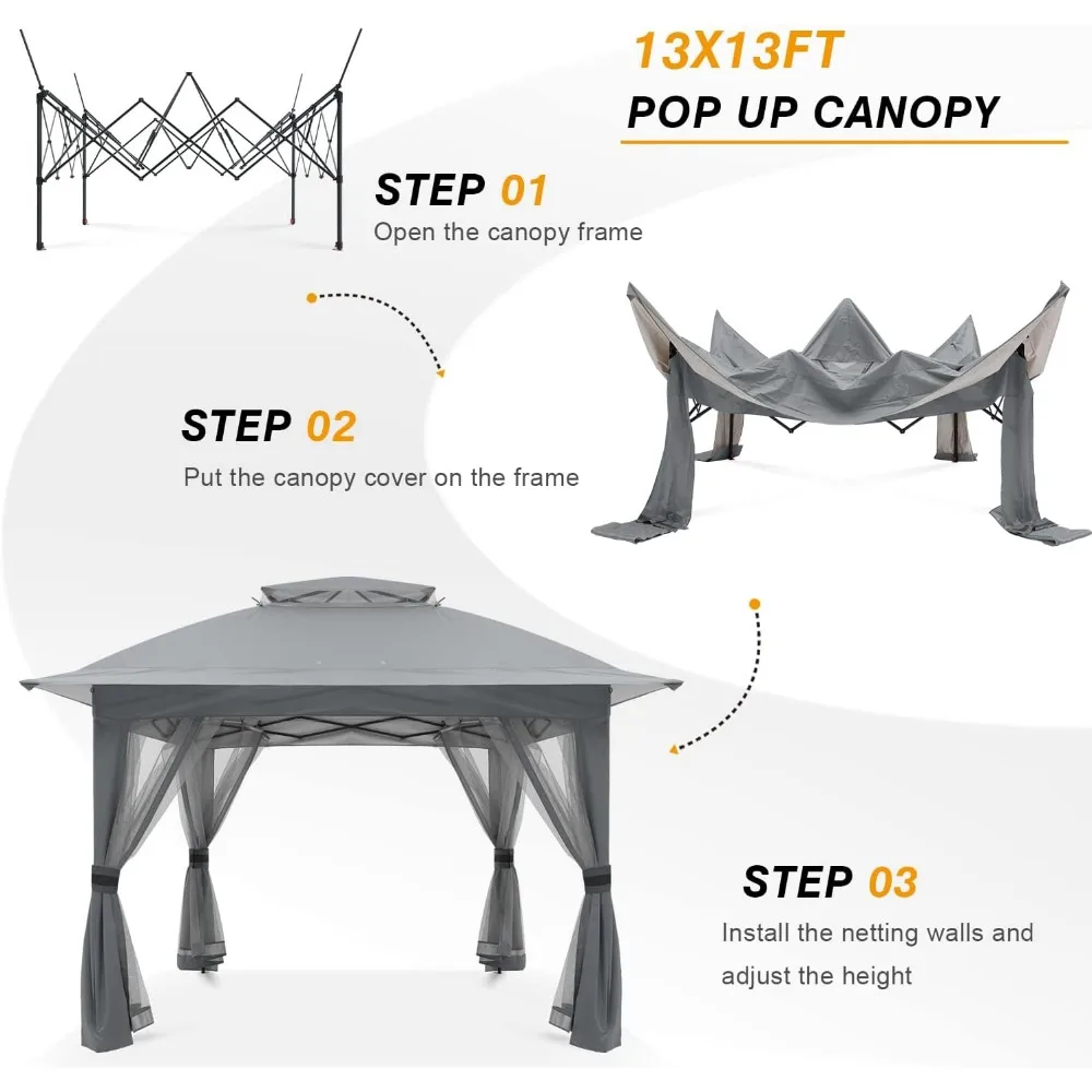 Abrigo Dobrável Instantâneo Canopy, Tenda Pop Up Fácil, Paredes de mosquiteiro