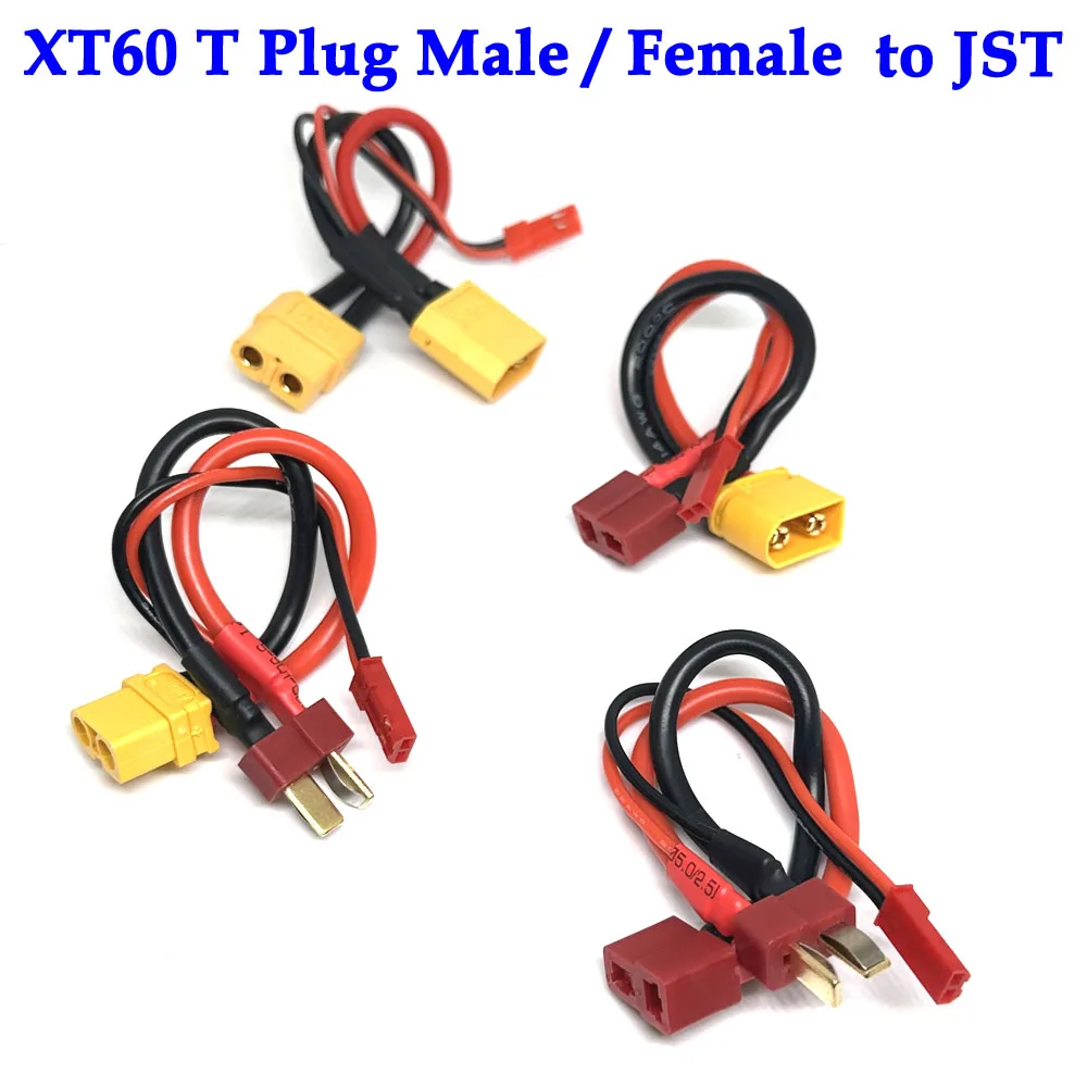 

XT60/T plug to Male XT60/T JST Female / Male Connector Adapter 14AWG Extension Cable Leads Adapte For RC Lipo Battery