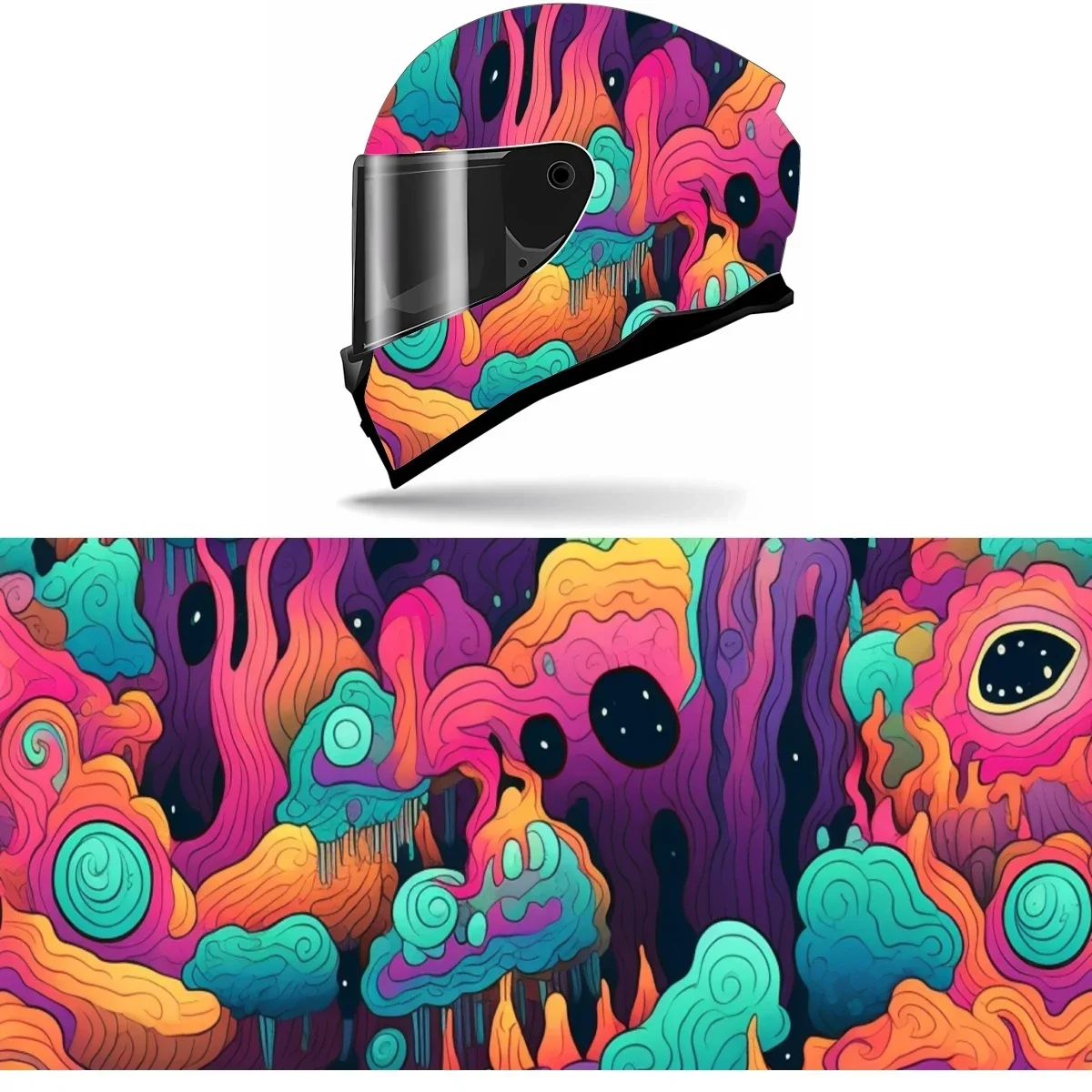 

Abstract Psychedelic Trippy Full Helmet Wrap Sticker Motorcycle Helmet Racing Graphic Decal Vinyl Wrap Helmet Decor Sticker
