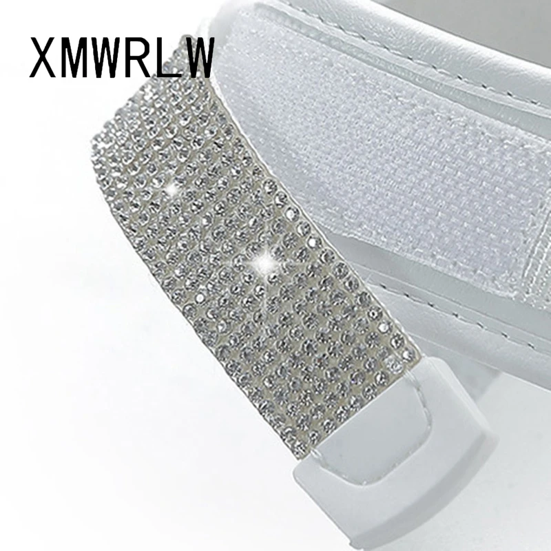 XMWRLW Genuine Leather Women Summer Sandals Casual Hook Loop Women High Heels Sandals Summer Shoes Rubber Sole Ladies Sandal