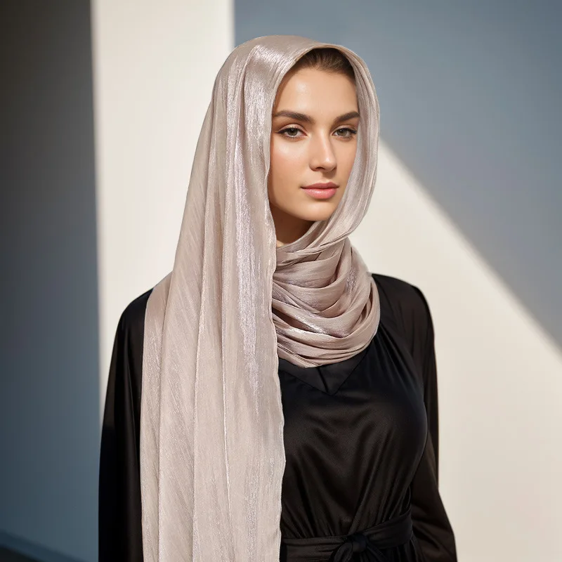 

Hot Sale New Breathable Cool Sea Island Crepe Scarf - Malaysia Shiny Wrap, Head Cover Shawl