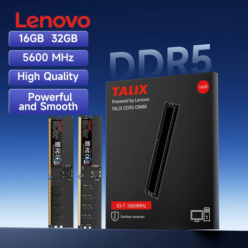 

Оперативная память Lenovo Talix Desktop DDR5 DIMM 5600 МГц 16 ГБ 32 ГБ DDR5 1.2 Вольт для игровых компьютеров, видеомонтажа и дизайна