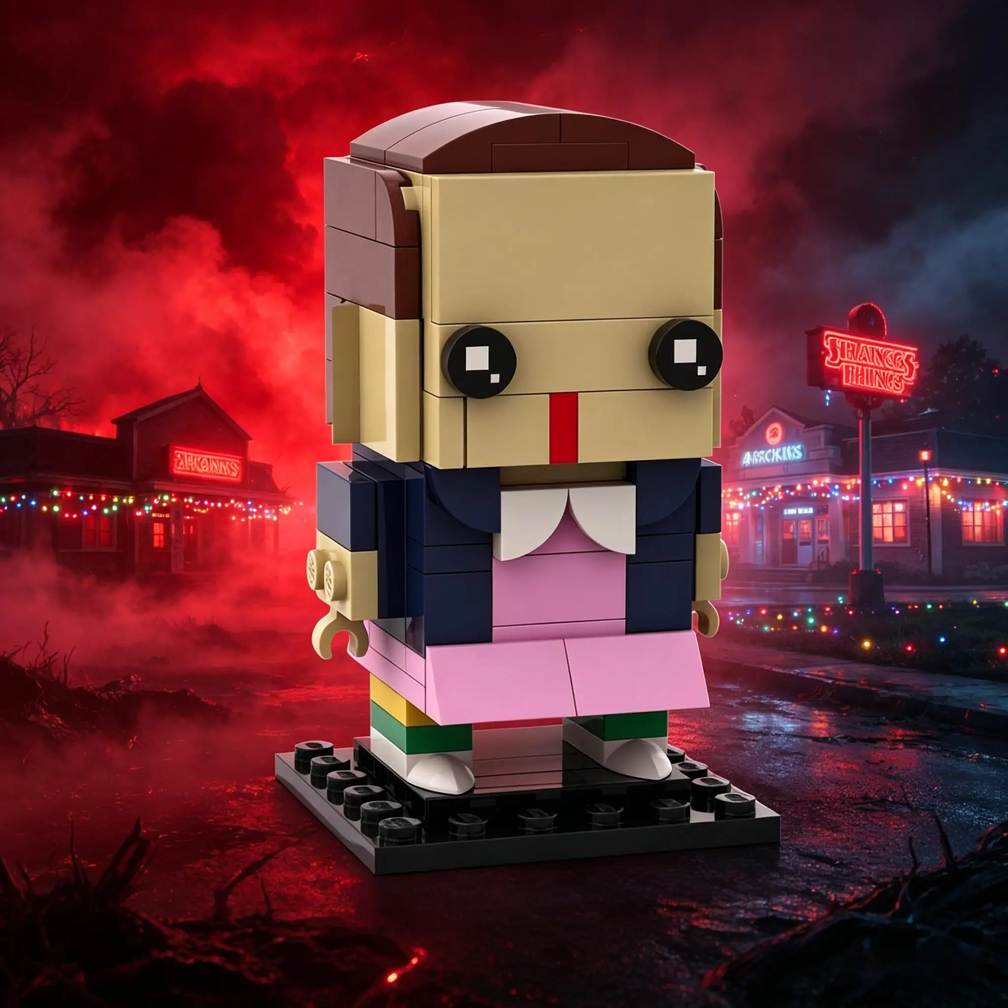 

TV Movie Series Action Figure Protagonist Eleven Plastic Doll Building Blocks Square Head Kids Toys Gift Horror Monster Model