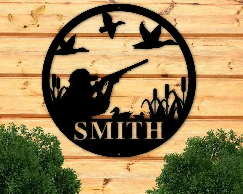 Personalized Duck Hunting Hunter Gifts Fathers Day Gift Dad Boyfriend for Front Porch  Monogram room decoration