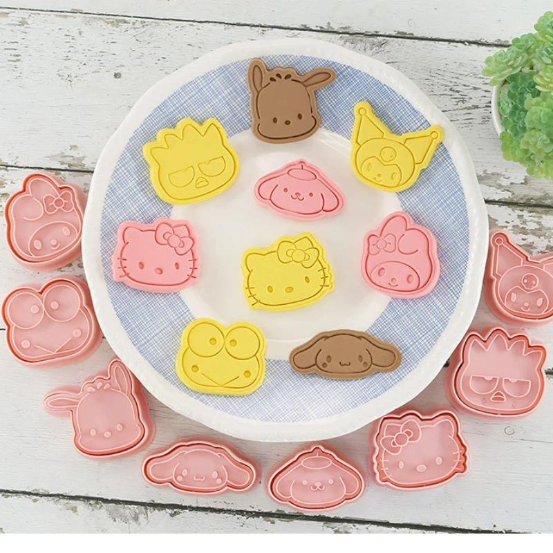 

8pcs/Set Kawaii Figures Cookie Cutters Cartoon Hellokitty DIY Bakery Mold Biscuit Press Stamp Embosser Sugar Pasty Cake Mould