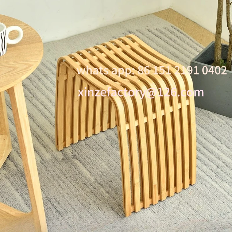 

Customizable Bamboo Living Room Modern Shoe Changing Stool Strong Durable Dressing Chair Versatile Home