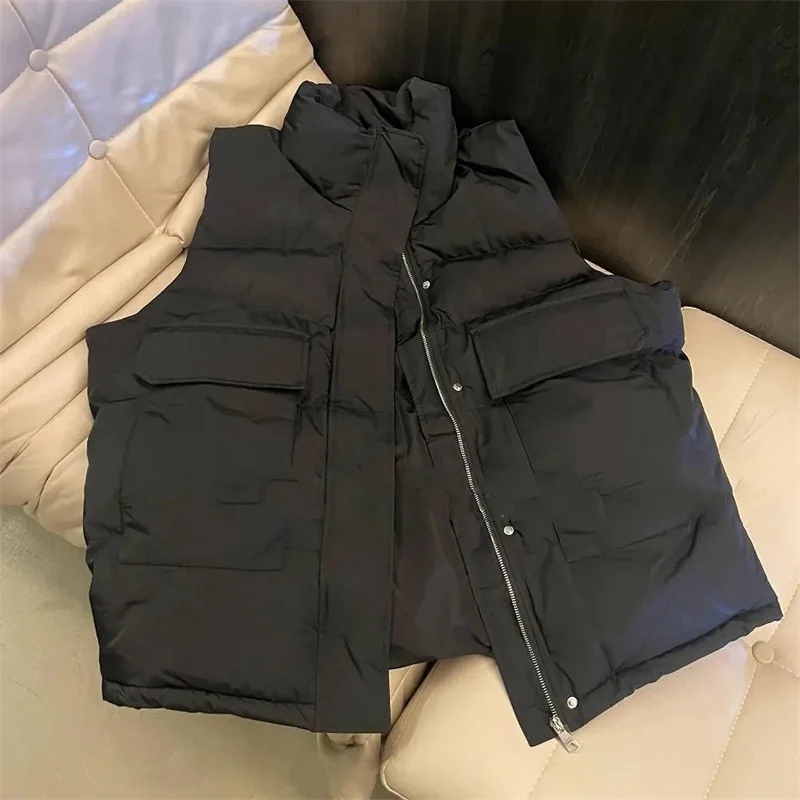 2023 New Down Cotton Vest Women Autumn Winter Short Loose Casual Waistcoat Womens Fashion Large Size Sleeveless Puffer Jacket To