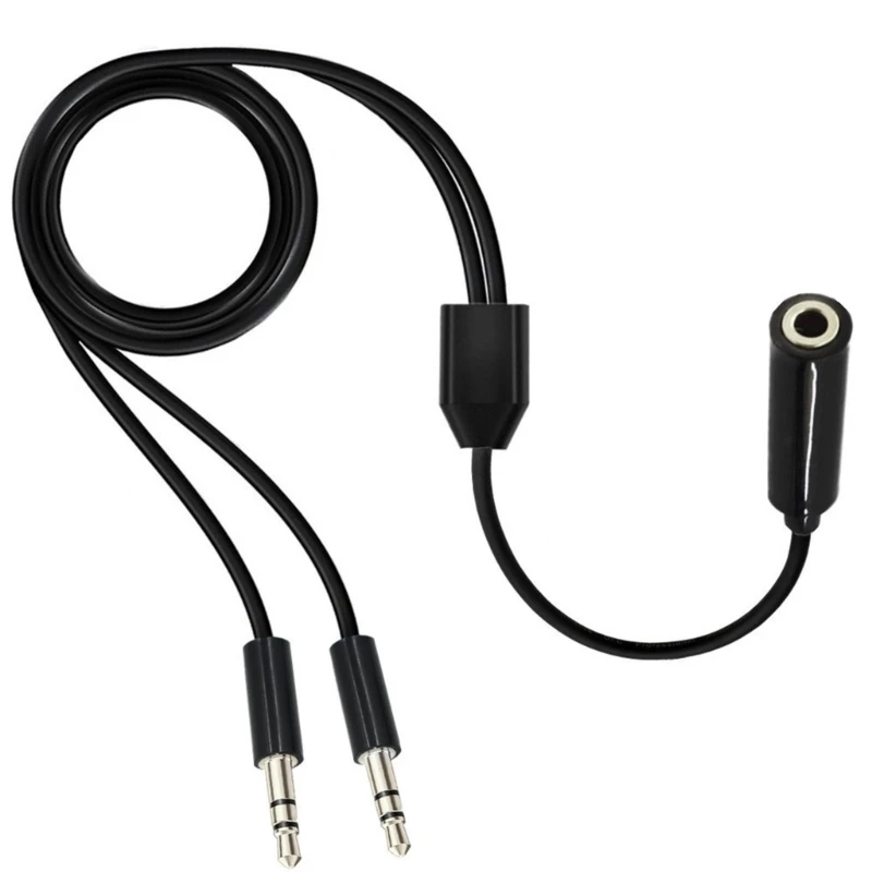 3.5mm Audio Female to 2x3.5 Plug Male Adaptor Cord Cable for PC Computer Speakers 3.5 One Female and 2 Public Audio Source Share