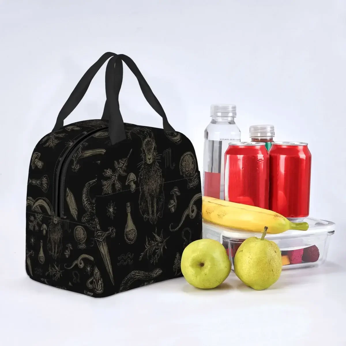 Just Witch Things Rabbit Lunch Bags Portable Insulated Polyester Cooler Bag Thermal School Tote for Women Girl