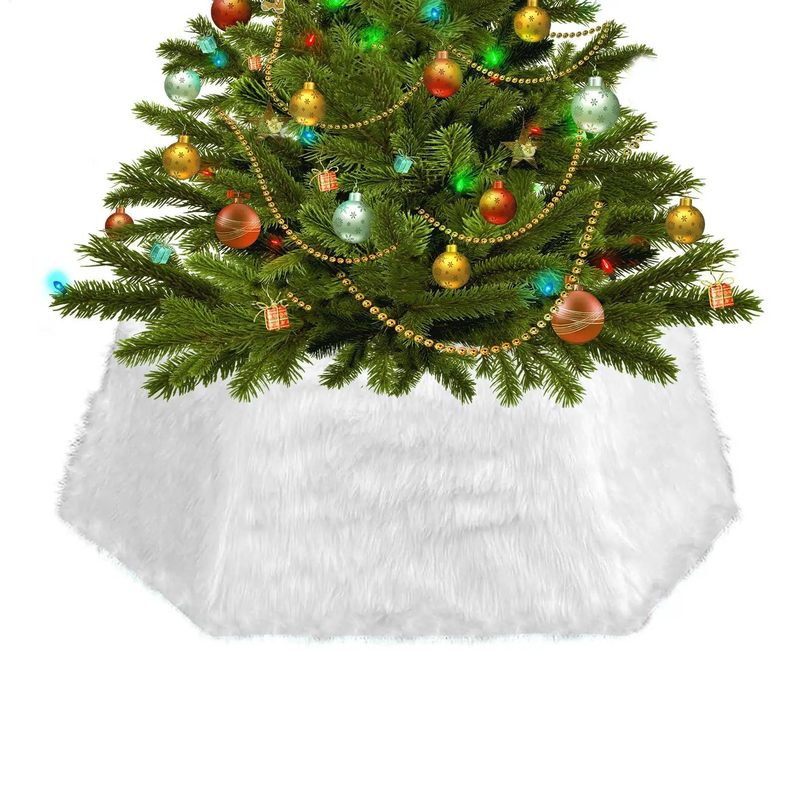 

Tree Collar Boho White Plush Collar Christmas Decor Artificial Tree Base Cover Skirt For Holiday Winter Indoor Party School Home