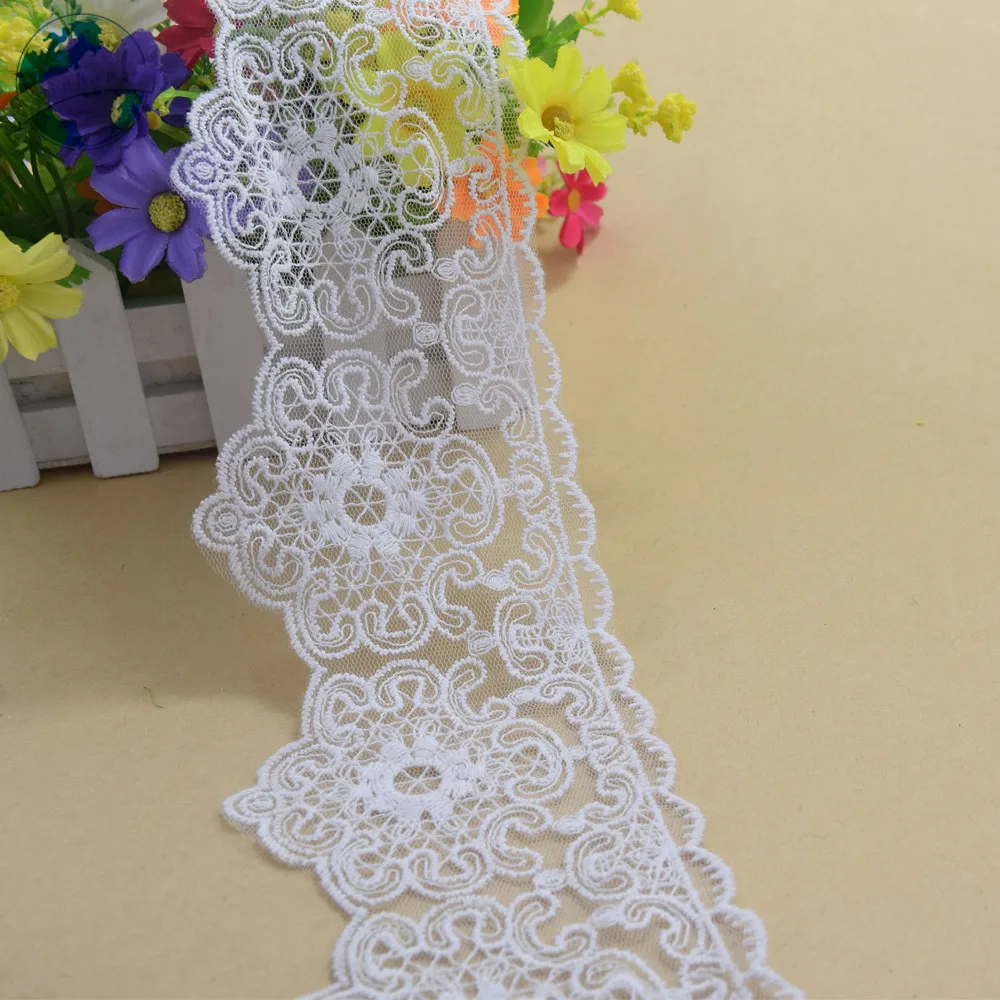 8.5cm Width Cotton Embroid Sewing Eibbon Guipure Lace Trim Fabric Warp Knitting DIY Garment Dress Wedding Accessories #2971