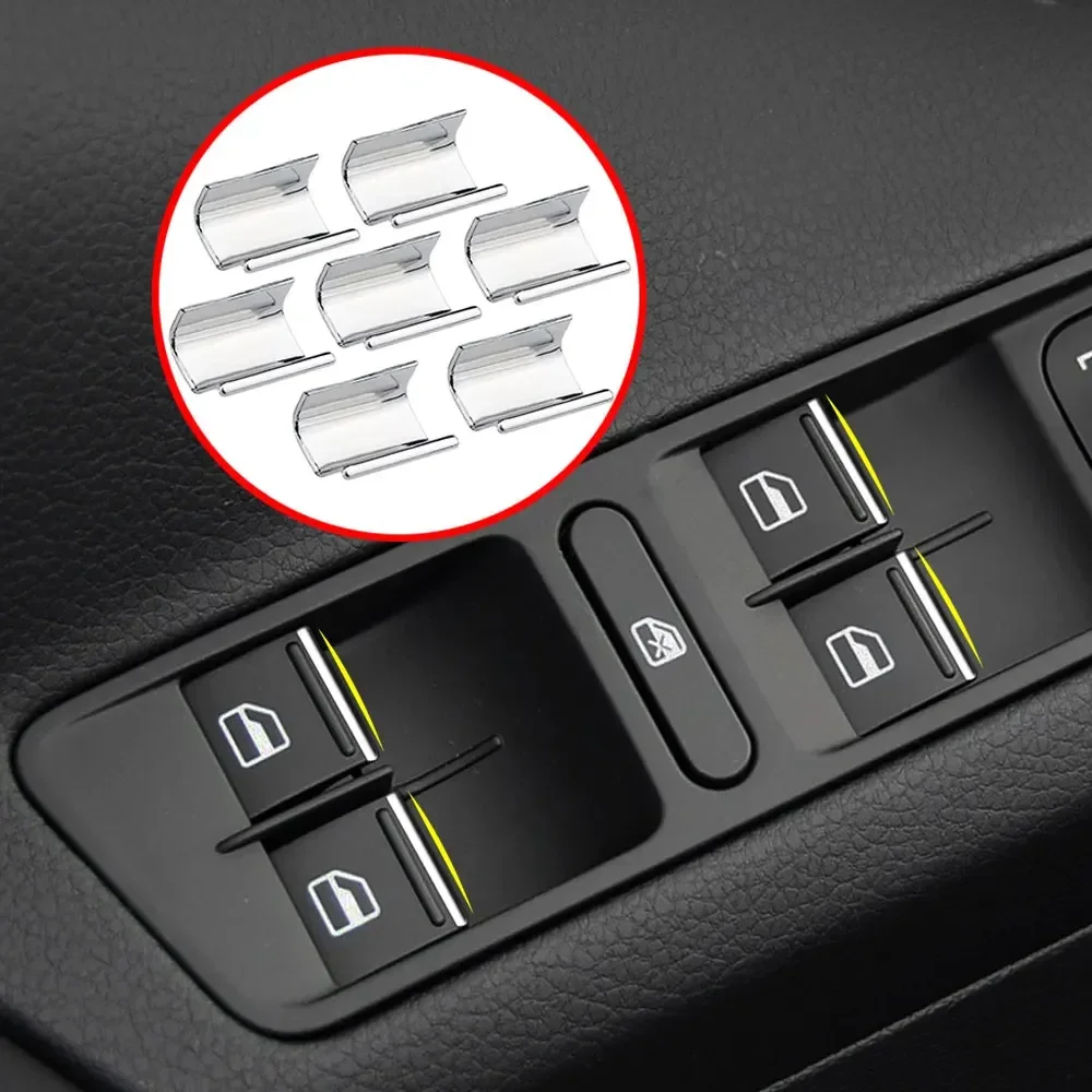 ABS Chrome 7Pcs/Set Car Window Lift Switch Knob Cover Trim Sticker for Volkswagen VW Jetta 2013 - 2021 Accessories