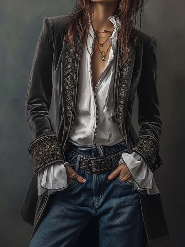 New V Neck Patchwork Elegant Chic Jackets, Women Spring Autumn Long Sleeve Fashion Coat, Casual Simple Ladies Cardigan Outerwear