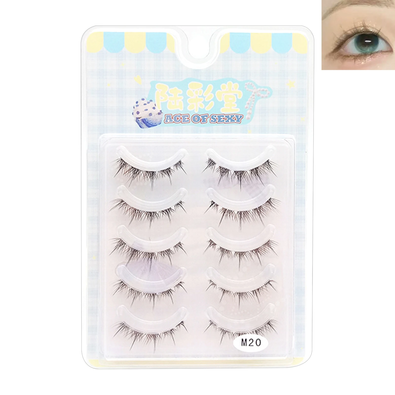 Manga Lashes 5 par Anime Cosplay sztuczne rzęsy z norek koreańskie naturalne krótkie pełne paski rzęs przezroczysty pasek miękkie przedłużanie rzęs