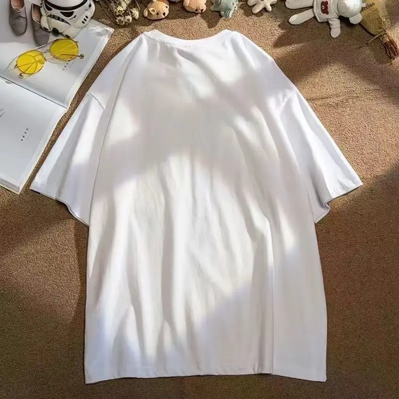 Round neck short sleeved men oversize loose and versatile t shirt spring simple BF style trendy couple wear pure cotton T-shirt