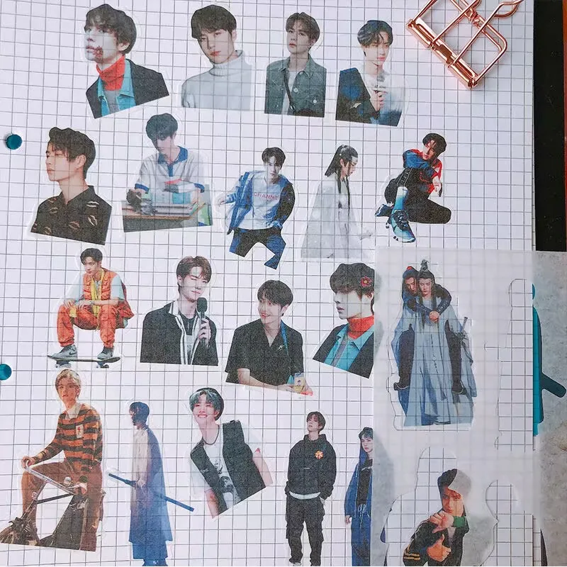 Wei Wuxian 저널 스티커와 같은 스타일의 "Xiao Zhan, Wang Yibo" 스타 사진 앨범 및 일기