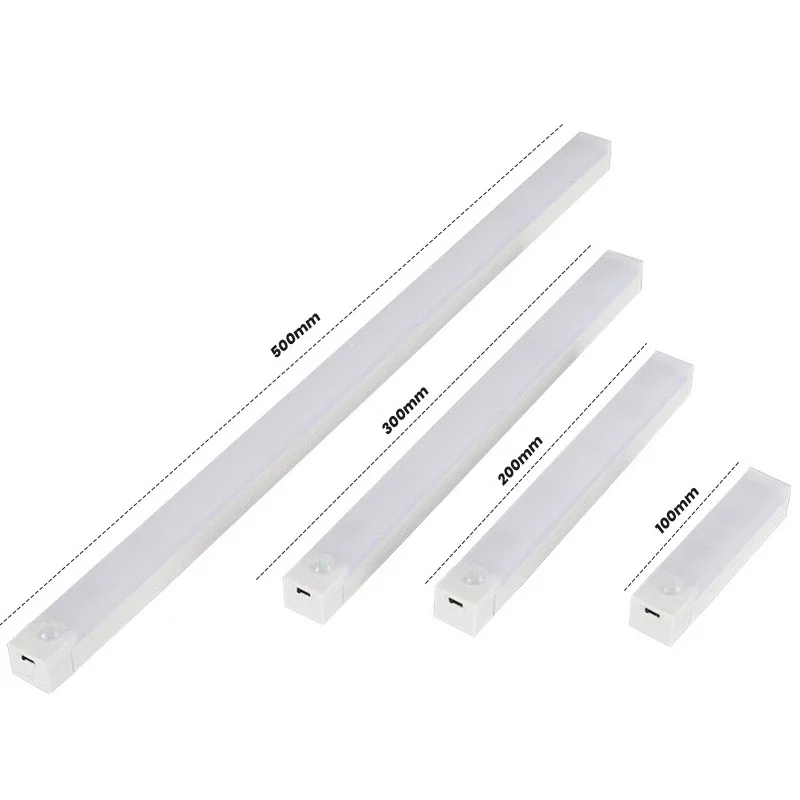 PIR Motion Sensor LED Cabinet Bar Light USB Rechargeable Wireless Portable Induction Lamp Bedroom Decor Detector Night Light