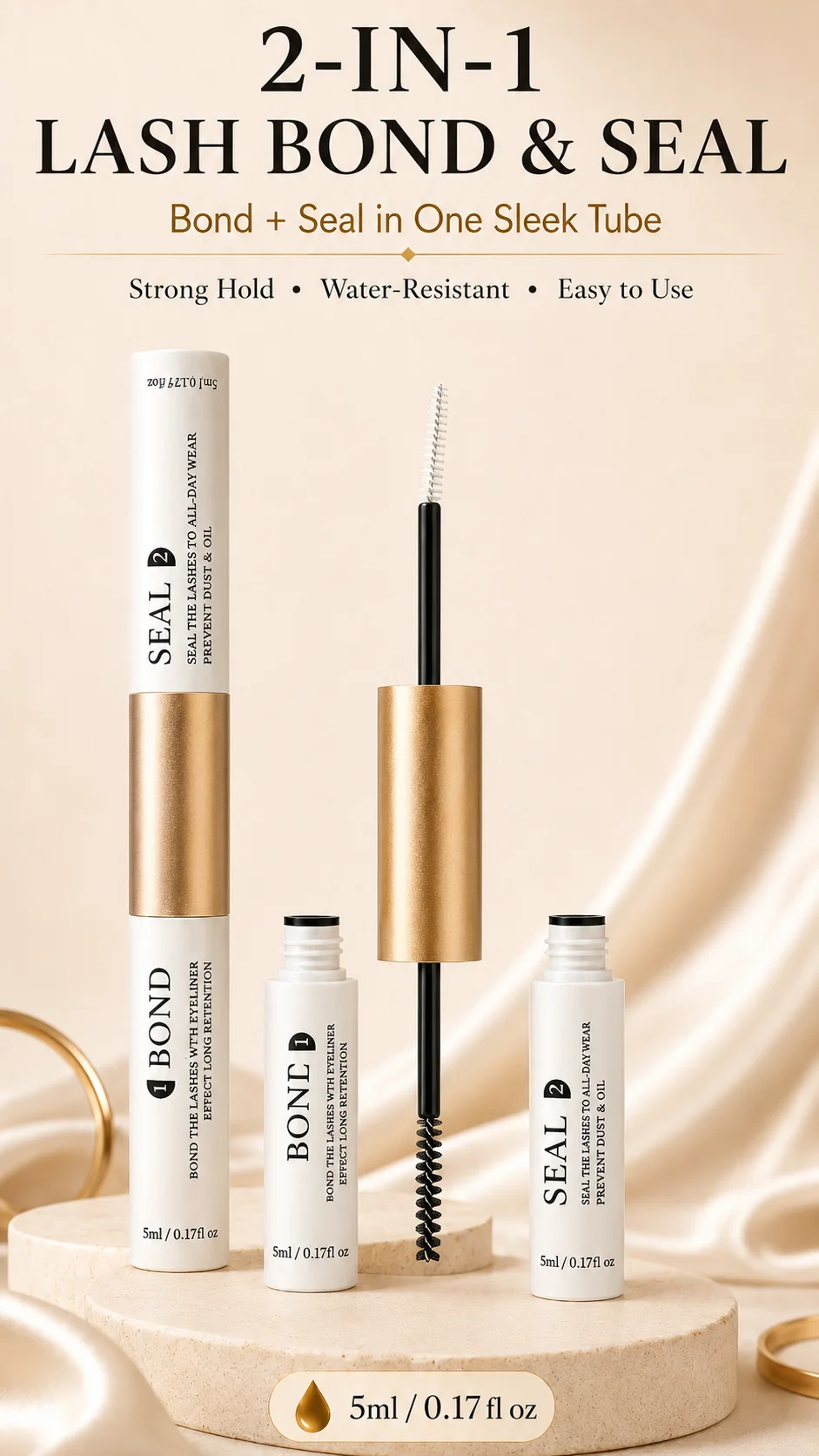 2-in-1 Wimpernkleber und Versiegelung: Wasserfester, Langanhaltender Wimpernverlängerungskleber, Starker Halt für Cluster-Wimpern, DIY Falsche Wimpern Klebstoff – Detail 1