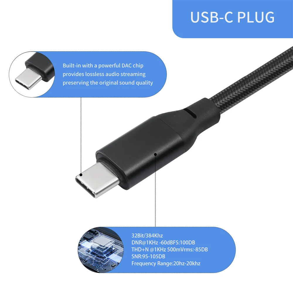 USB نوع C ذكر إلى 2 XLR ذكر مكبر للصوت كابل صوت ستيريو 32Bit/384Khz للهواتف الذكية والكمبيوتر المحمول
