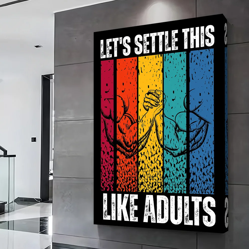Arm Wrestling Adults Retro Design Poster Customizable Printed Canvas Painting Wall Art Gift for Room Decorations Home Decor Arts