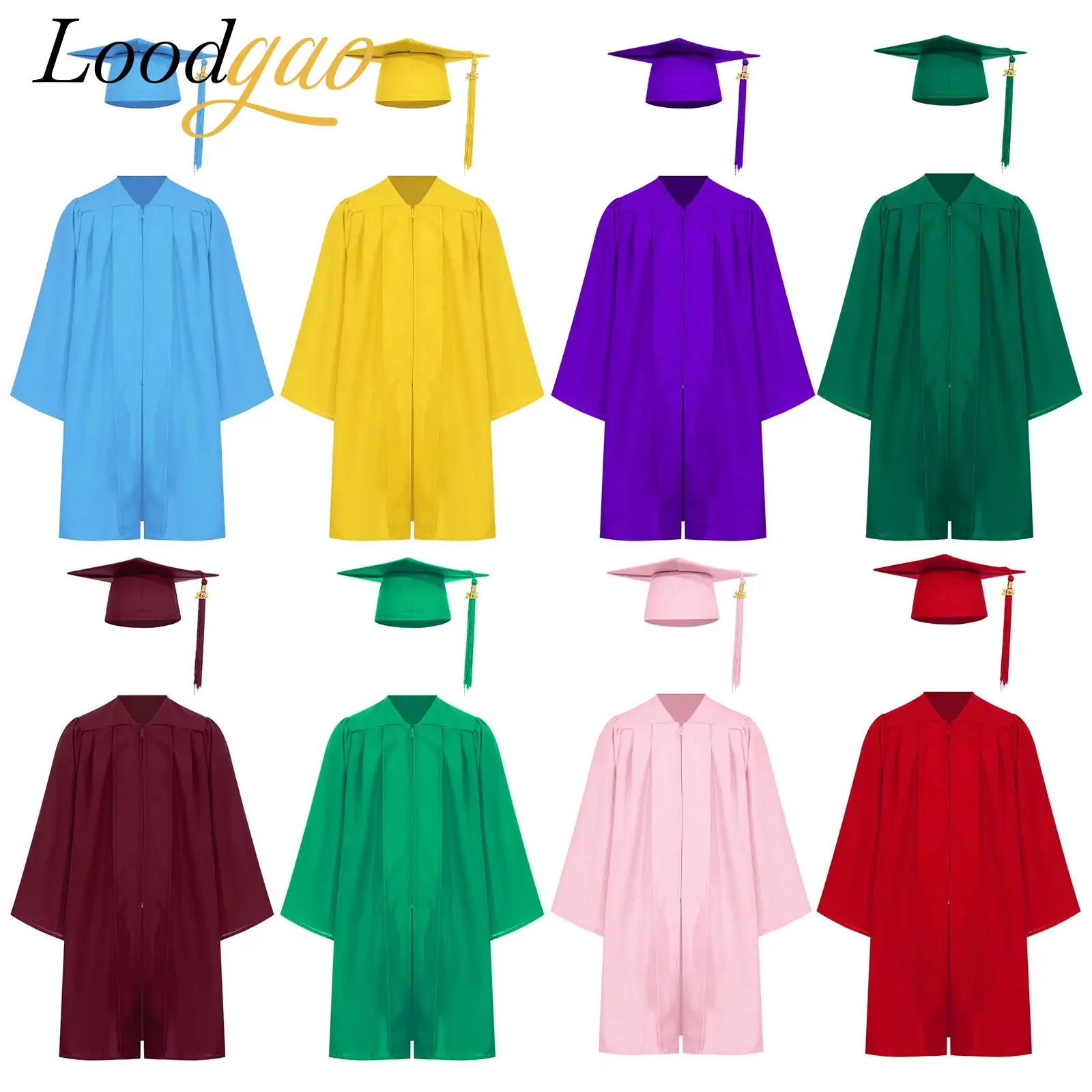 

Boys Girls Cosplay College Set Roleplay Bachelor Gown Primary Middle School Students Robe Tassel Cap Graduation Uniform