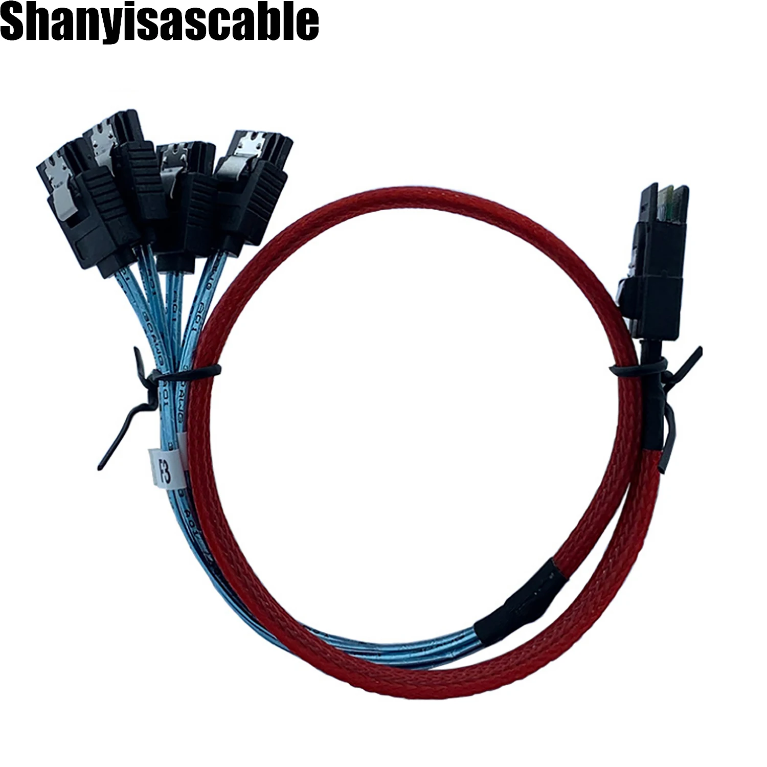 0.5M Red Data cable High quality mini sas sff-8087 to 4 sata 7P female Server high-speed connection cable