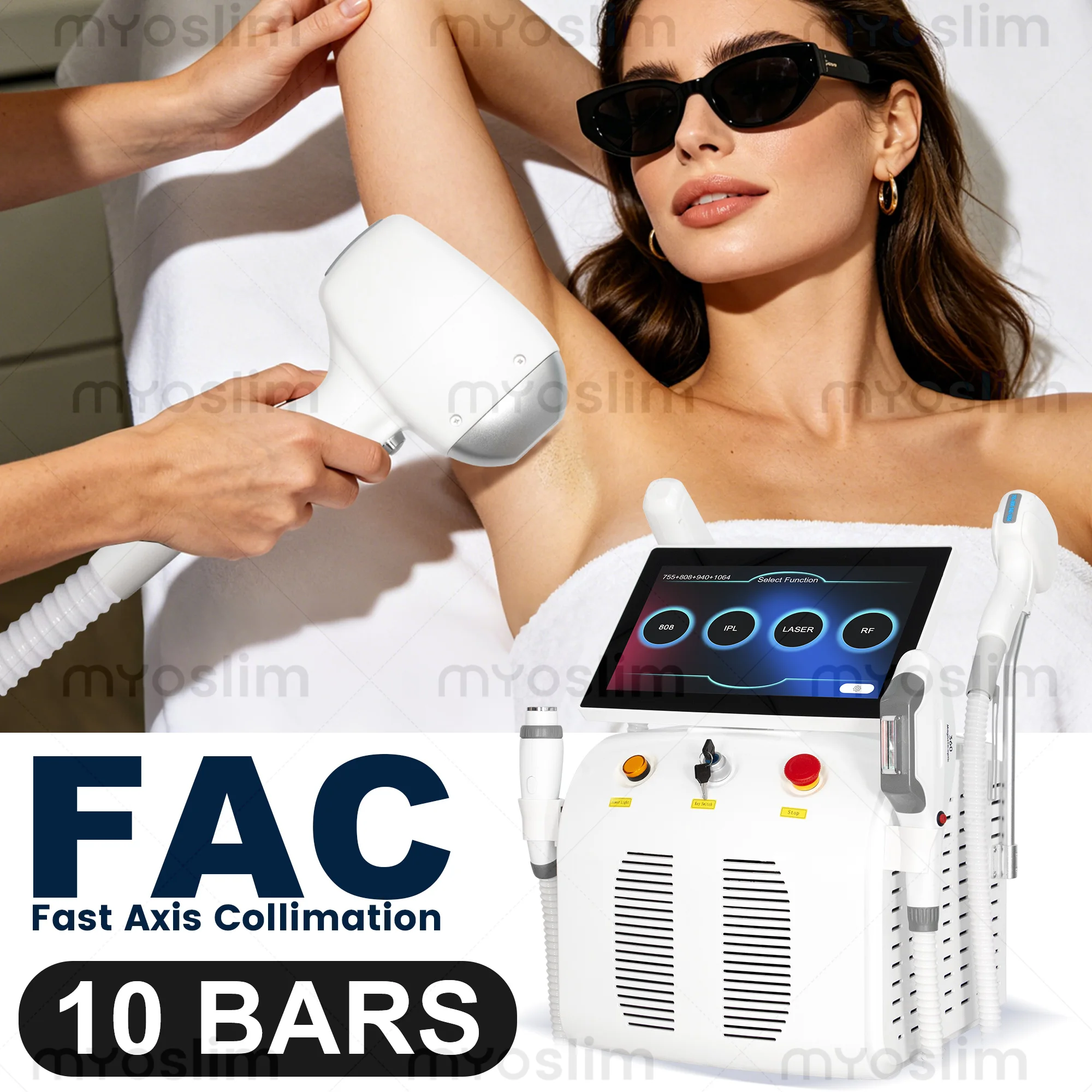 4 IN 1 Soprano Titanium Ice Platinum Diode Laser 755 808 940 1064nm RF IPL 4 Wave ND:YAG Machine Painless Hair Removal Machine