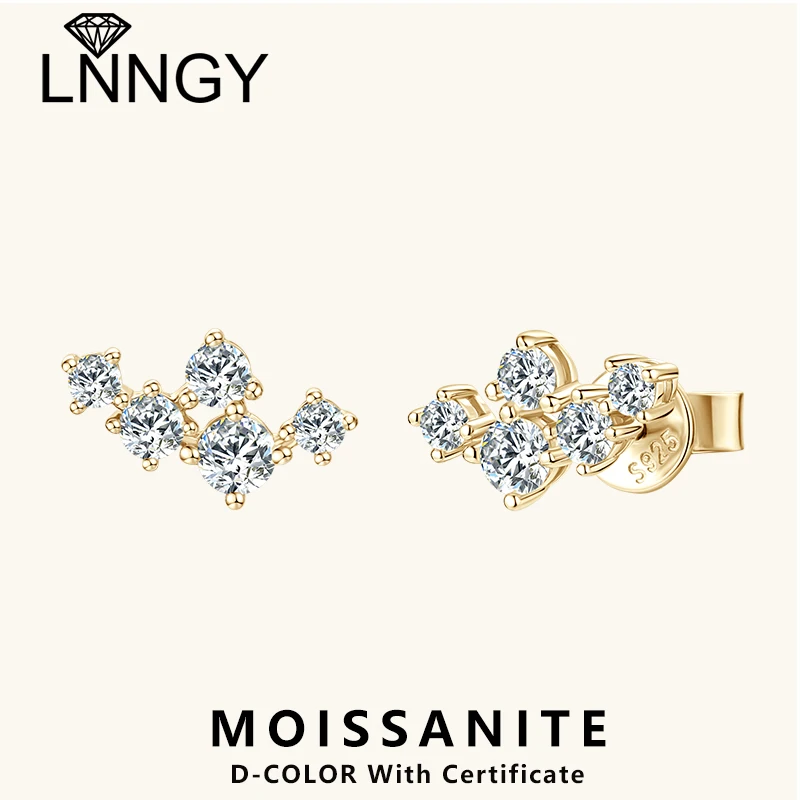 

Lnngy 3mm&2.5mm&2mm Moissanite Earring for Women ohrringe silber 925 Sterling Silver Stud Earrings Daily Life Fashion Jewelry