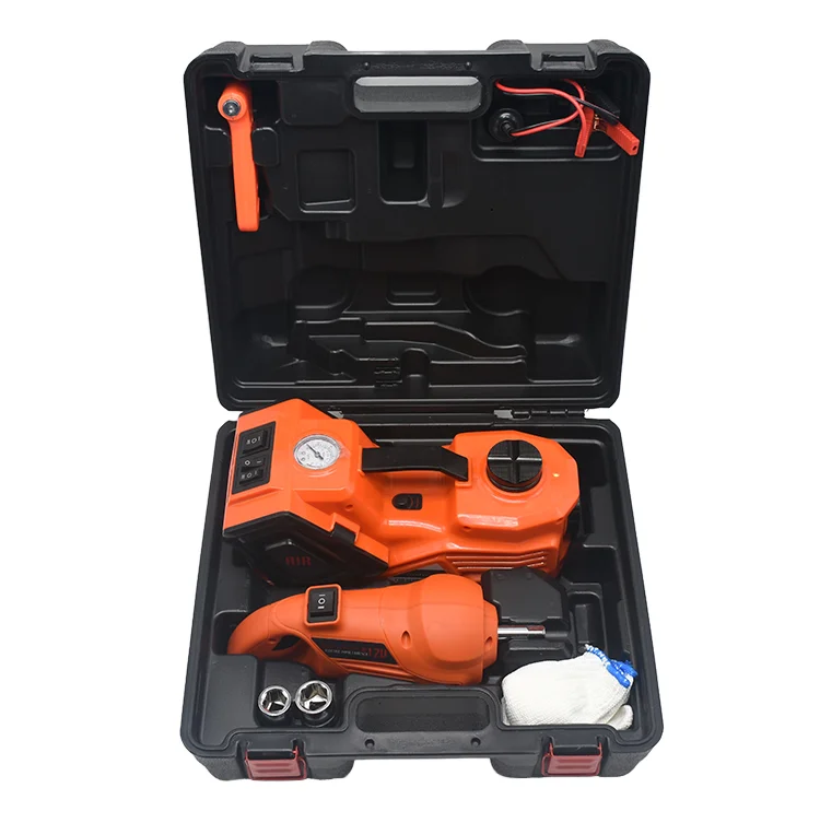 5T 12v Electric Hydraulic Wrench Inflatable Pump LED Light Tires Garage Repair Electric Car Jack