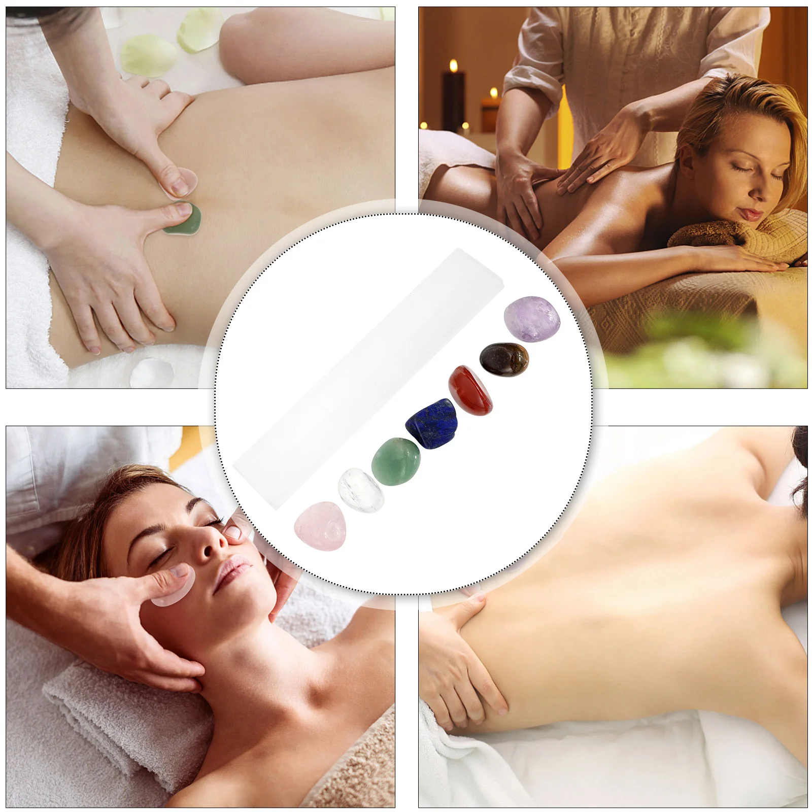 

1Set Chakra Stones Set Crystal Healing Therapy for Anxiety Relief Meditation Grounding Palm