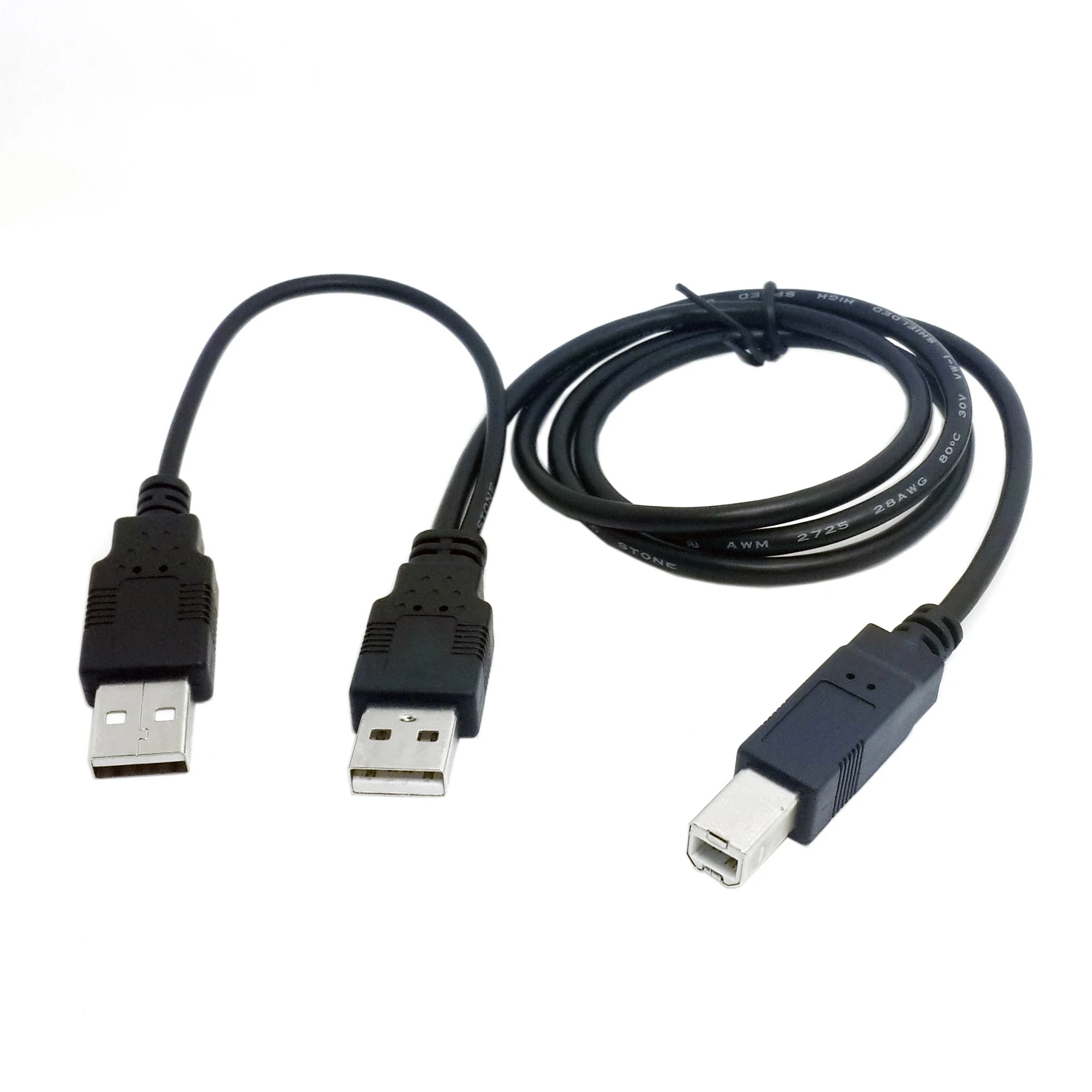 Cablecc-Cable Dual USB 2,0 macho a macho B estándar, Cable Y para impresora, escáner Y unidad de disco duro externo, 80cm