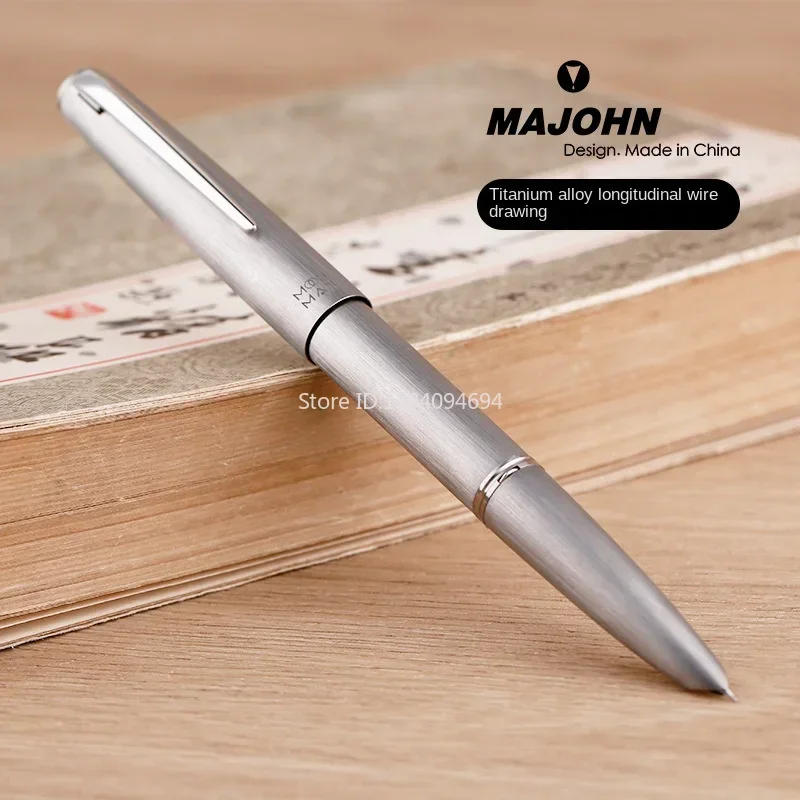 

Majohn Ti200 Titanium Alloy Metal Fountain Pen Fine Size 0.5mm With Converter Office Business Writing Ink Smooth Pen Stationery