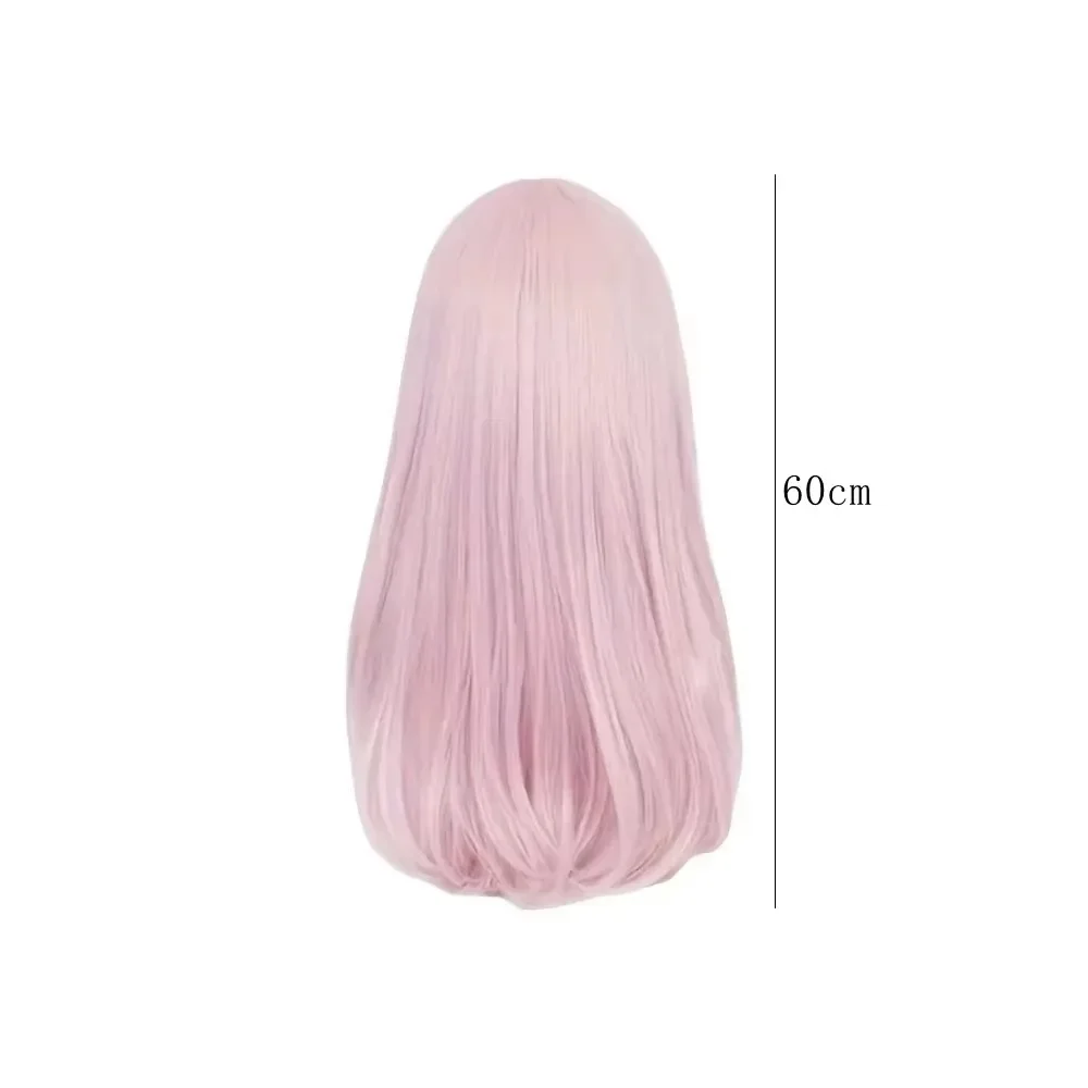Anime Cosplay Fujiwara Chika Wig Long Straight Pink Synthetic Hair Peluca For Frieren Festival Role Play Props