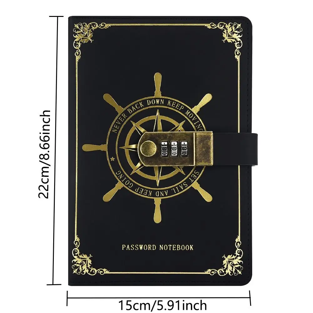 A5 PU Leather Diary with Lock Refillable Thicken Personal Planner Organizers Combination Lock Waterproof Locked Journal Boys