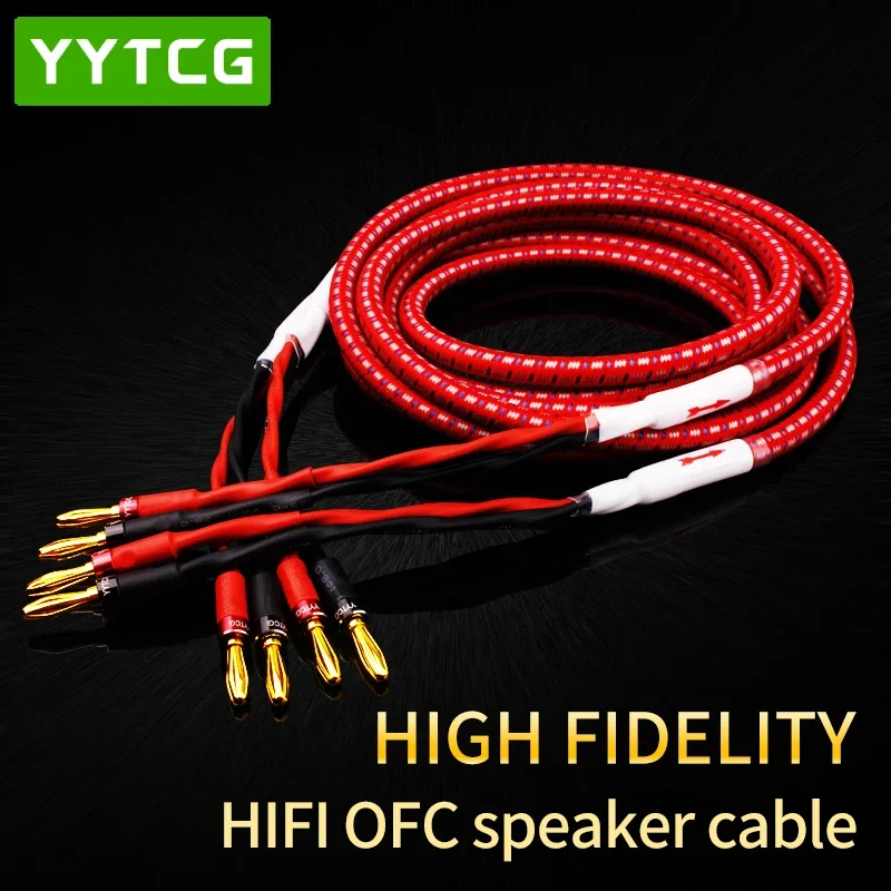 

YYTCG Pure Copper DIY Speaker Wire With Banana Plug Y plug Main Speaker Surround Sound Cable Connection Dedicated Cable