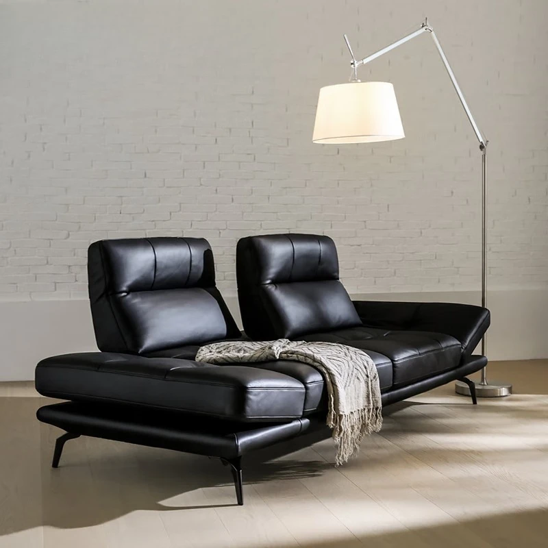 High backrest/Sell full leather sofa [spot] black